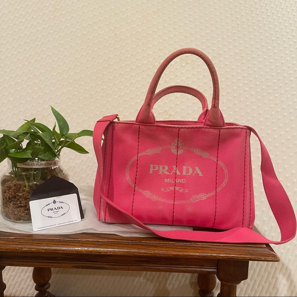 Authentic Prada Canapa Handbag/ sling bag Color Peonia/ Pink